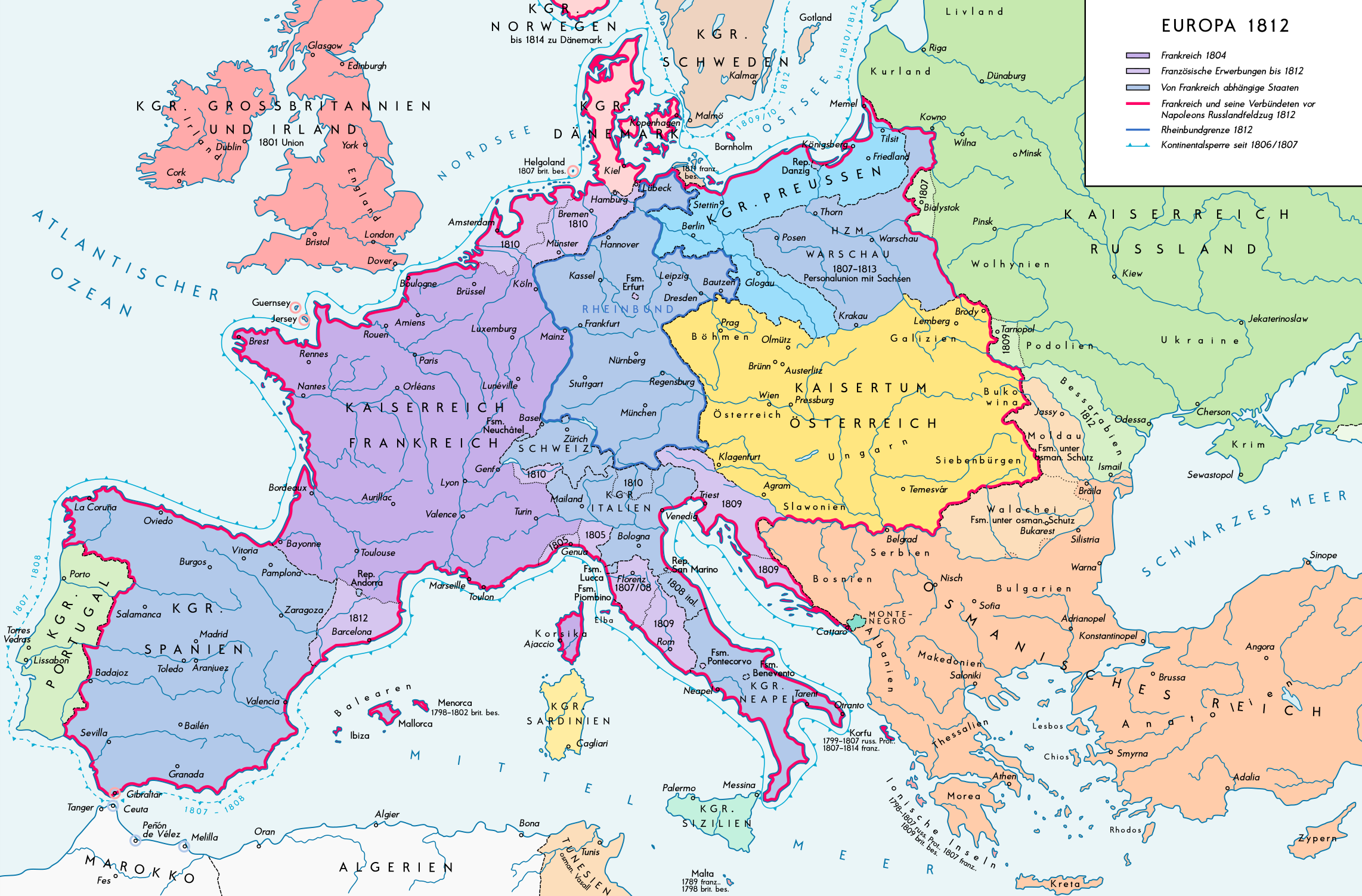 Europa unter der Kontrolle Napoleons bis 1812